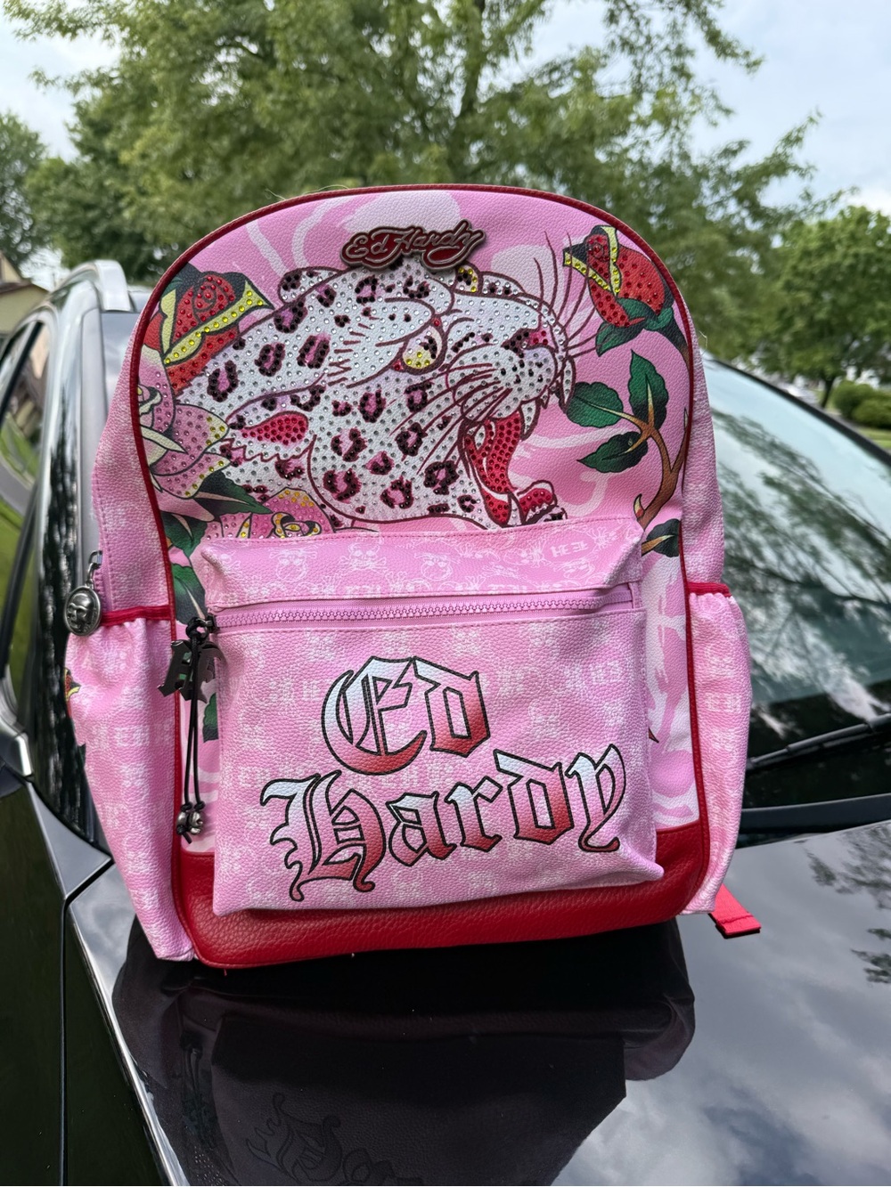 Ed Hardy Pink & Red Leopard Mini Backpack